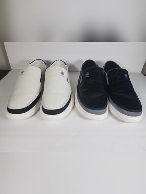 2 Pairs Trsorini Soft Leather Black & White Loafer Sneakers Moccassins Men S 13